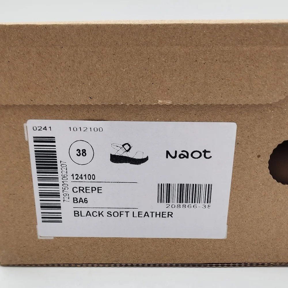 NAOT Crepe Black Soft Leather Platform Chunky Sandal Women's Size 7 - Picture 2 of 12